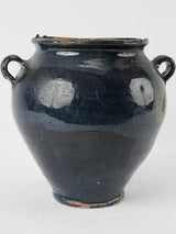 Rare antique French confit pot w/ blue glaze 9¾"