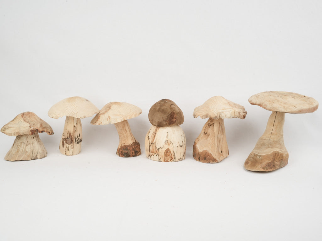 Artisanal Brittany Wooden Mushroom Set
