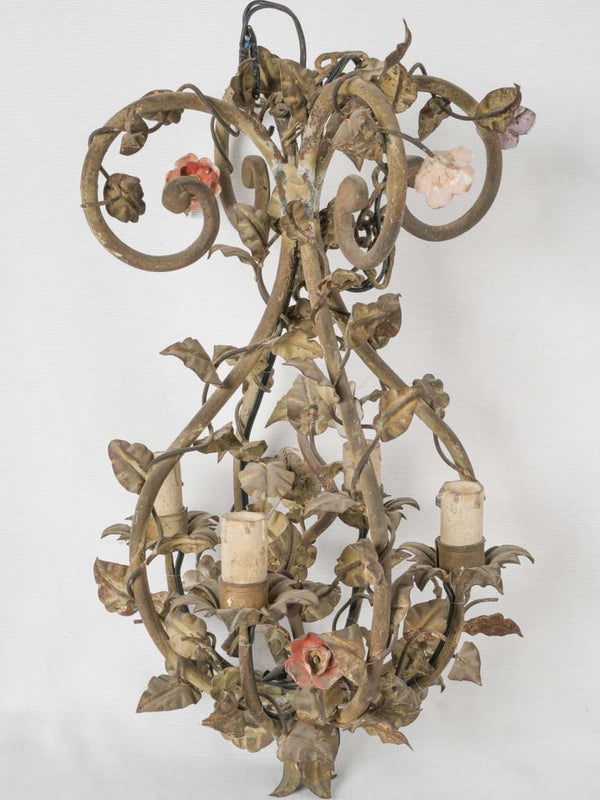 Antique French petite floral chandelier 18"