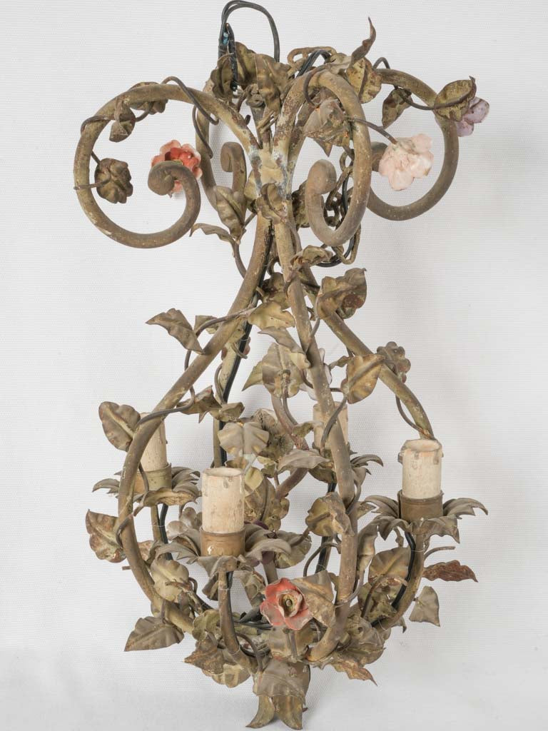 Antique tole floral French chandelier
