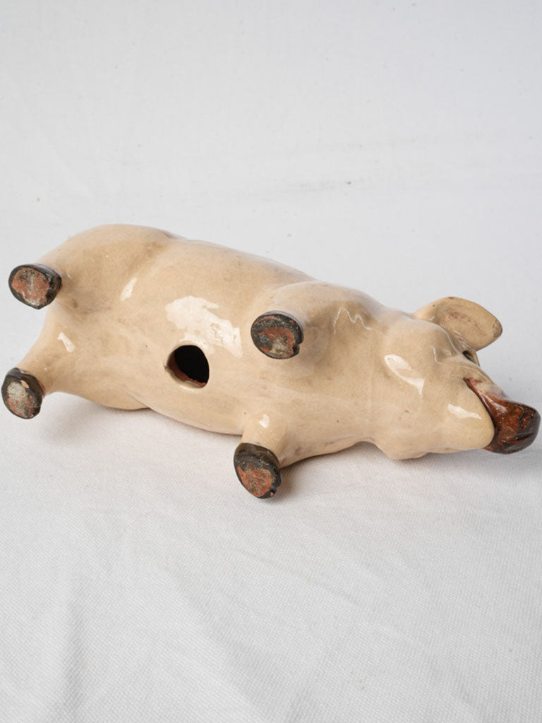 Glass-eyed vintage pig ornament