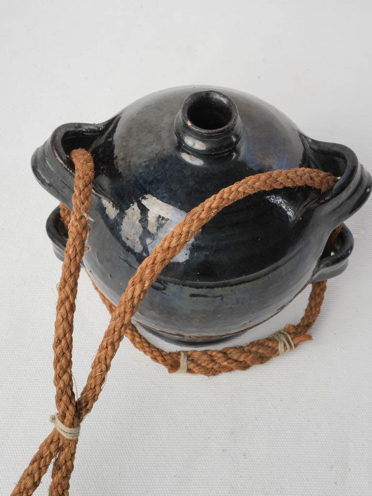 Charcoal iridescent pottery flask  