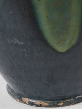 Rare antique French confit pot w/ blue glaze 9¾"