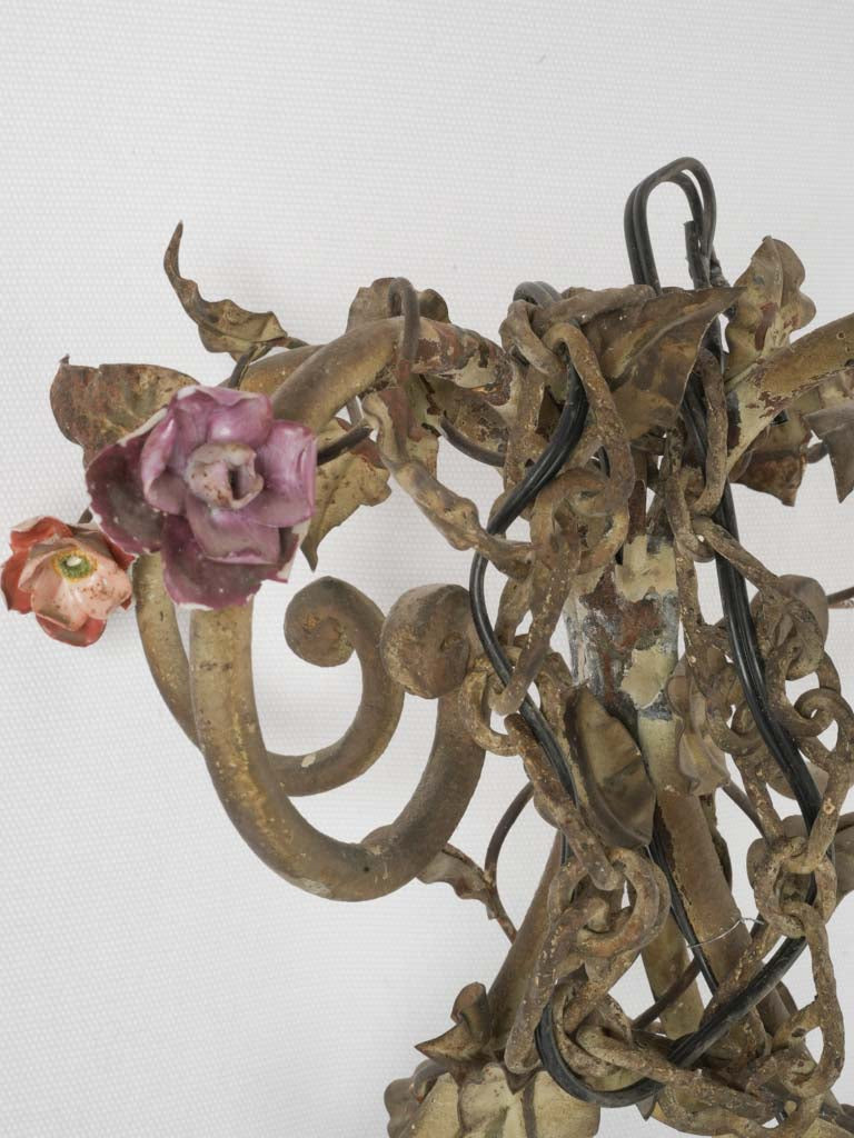 Old-world porcelain flower chandelier