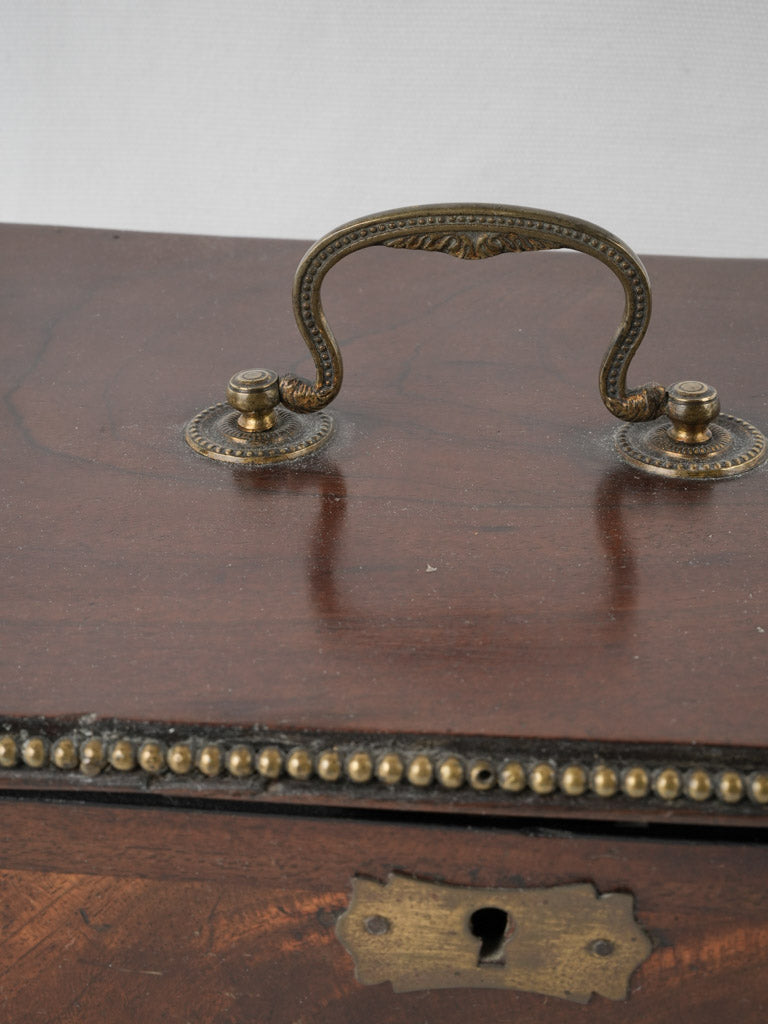 Classic brass-trimmed marquetry storage box 