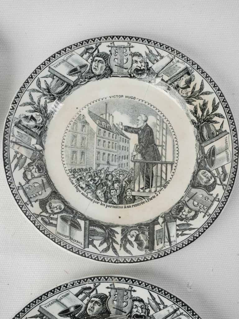 Set of Four Late 19th-Century “Assiettes Parlantes” Dessert Plates w/ Scenes from the Life of Victor Hugo - 8"