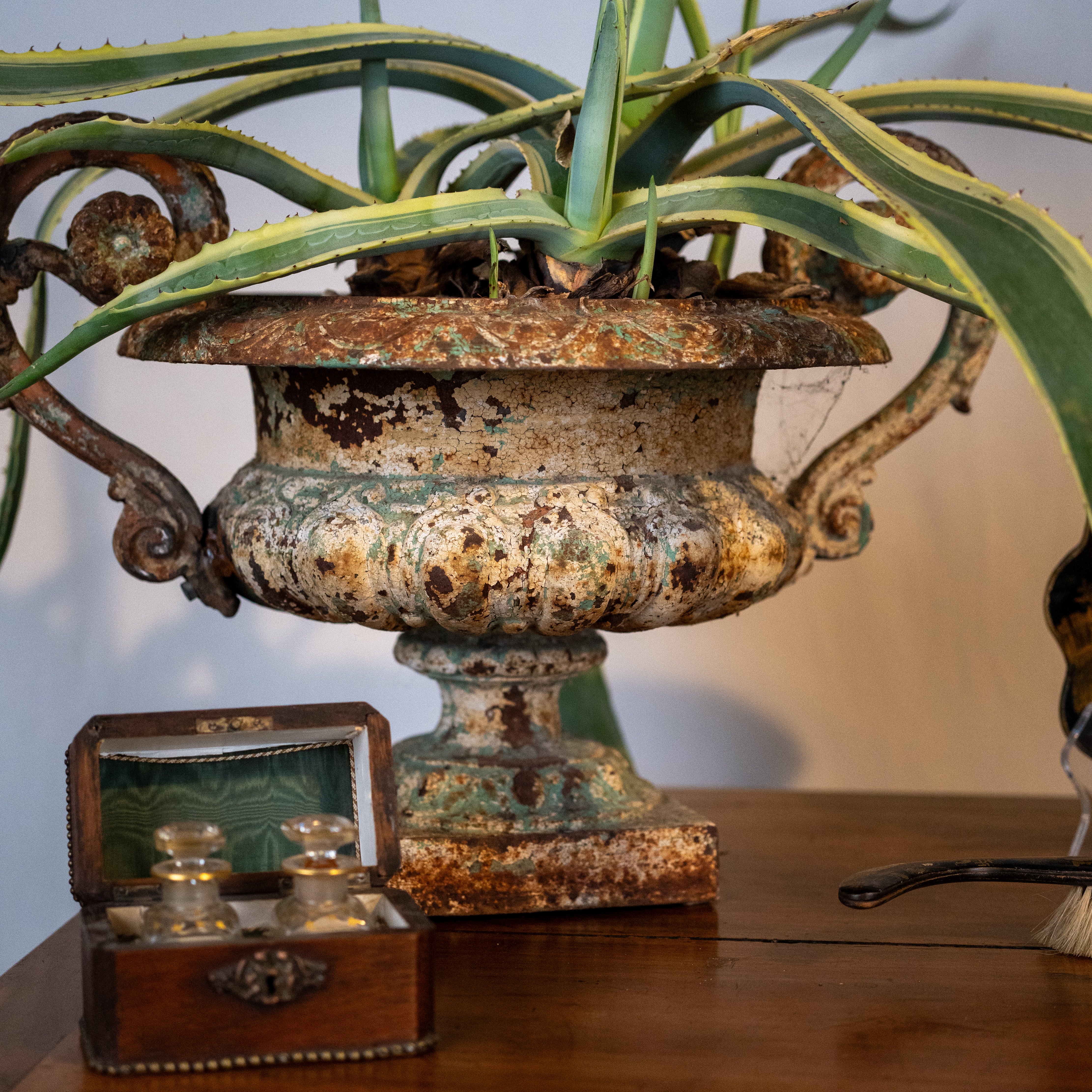 Stylish, antique French liquor decanters