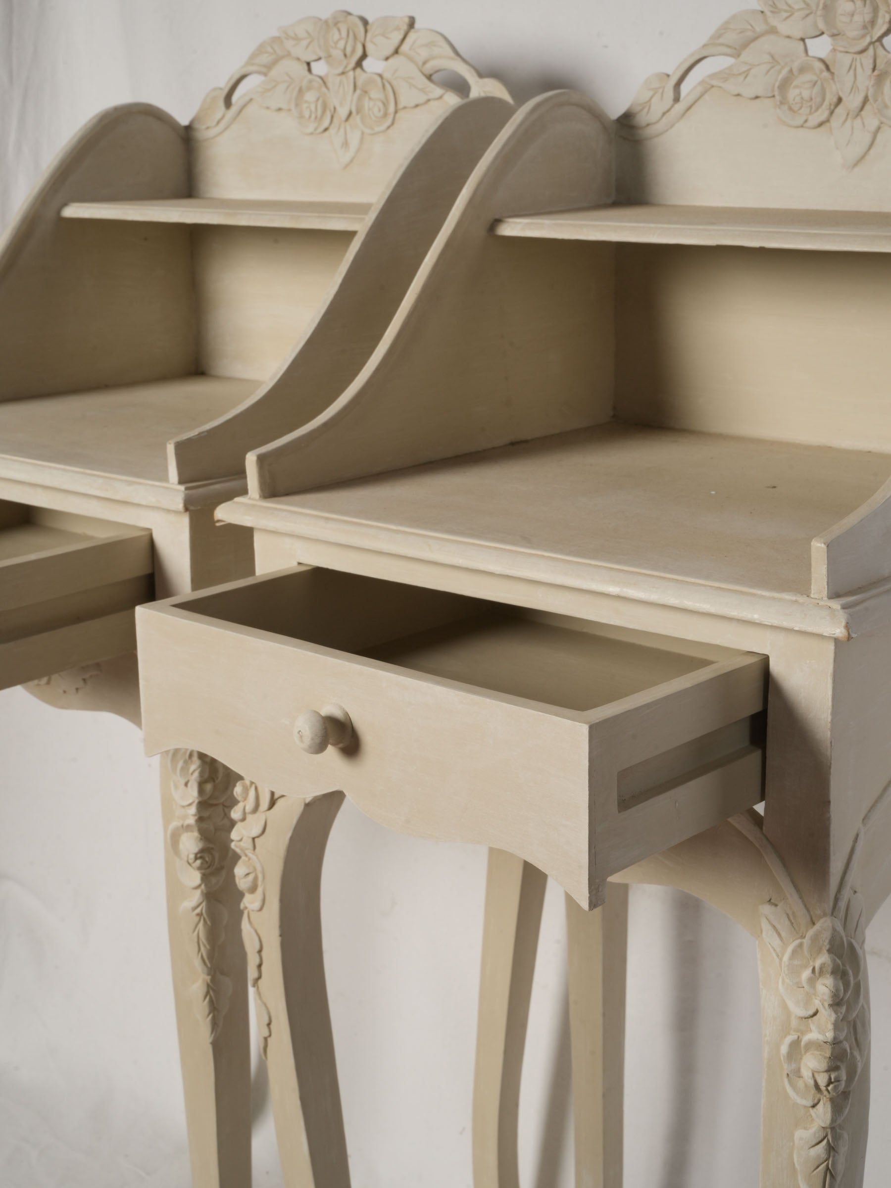 Pair of Vintage French Louis XV-Style Nightstands w/ Soft Patinated Finish - 39½" x  16¼"
