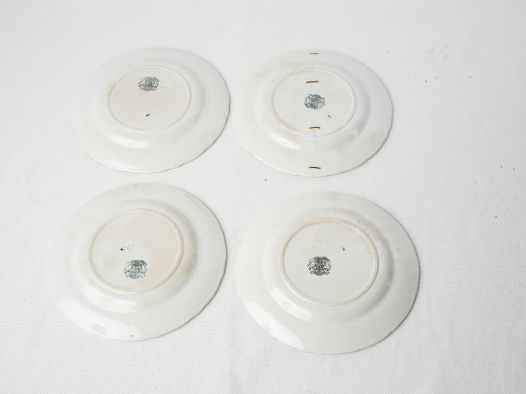 Set of Four Late 19th-Century “Assiettes Parlantes” Dessert Plates w/ Scenes from the Life of Victor Hugo - 8"