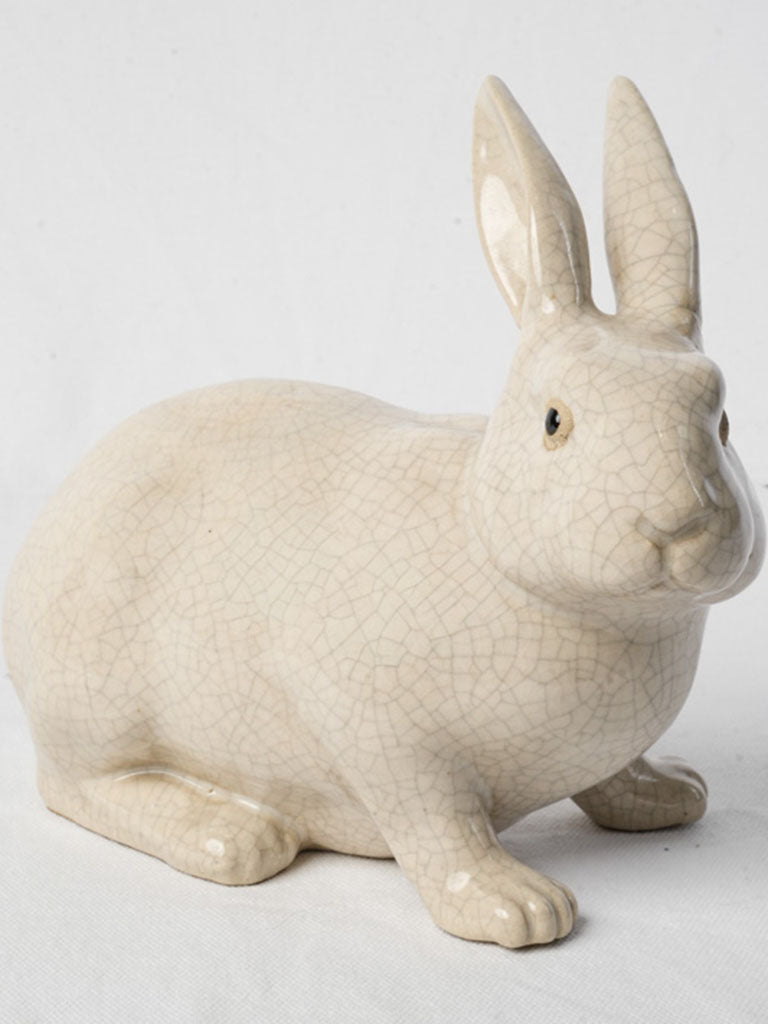 Graceful crackled ceramic rabbit figure