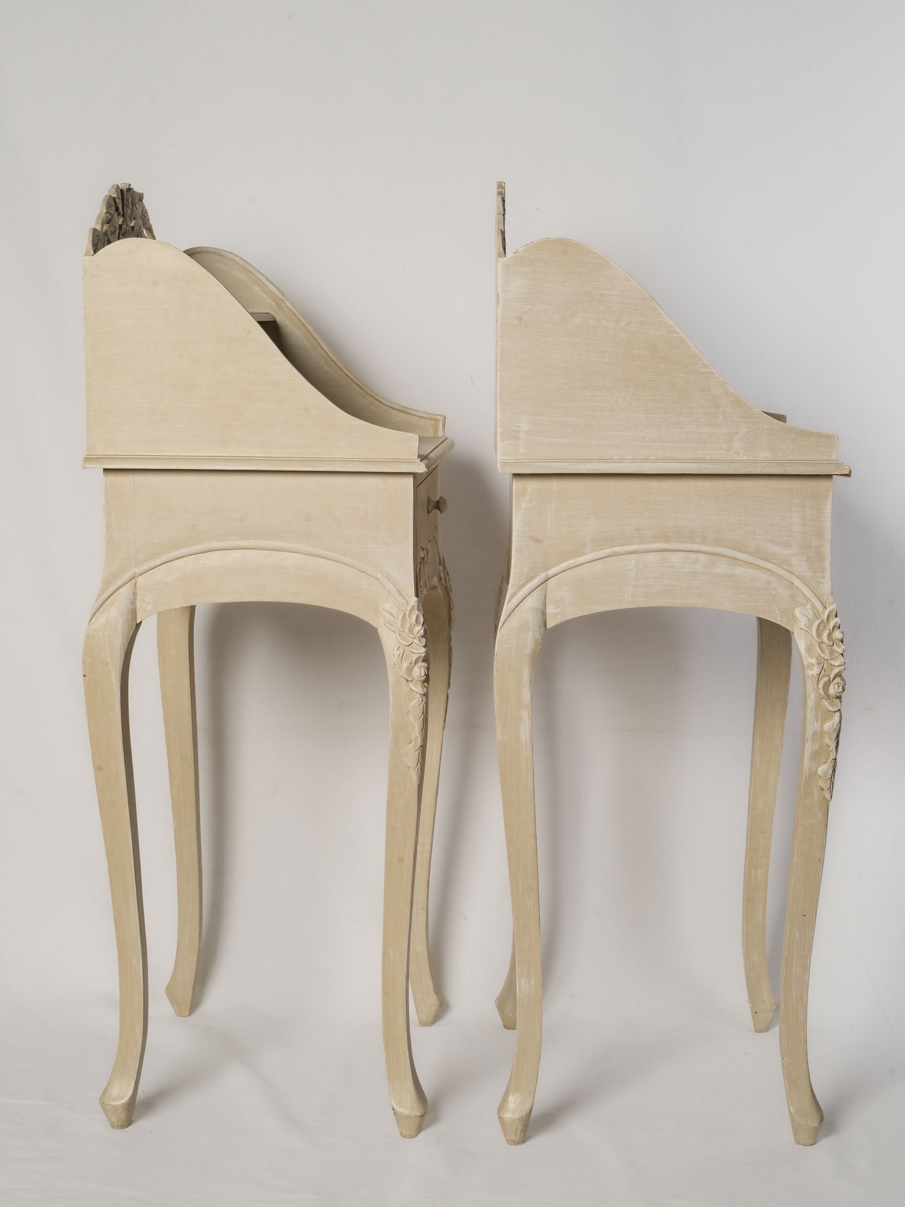 Pair of Vintage French Louis XV-Style Nightstands w/ Soft Patinated Finish - 39½" x  16¼"