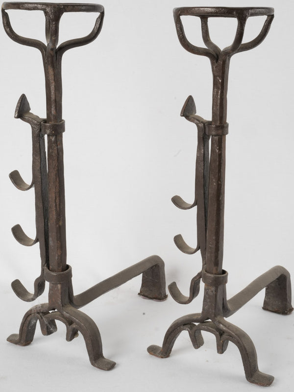 Antique wrought iron firedogs
