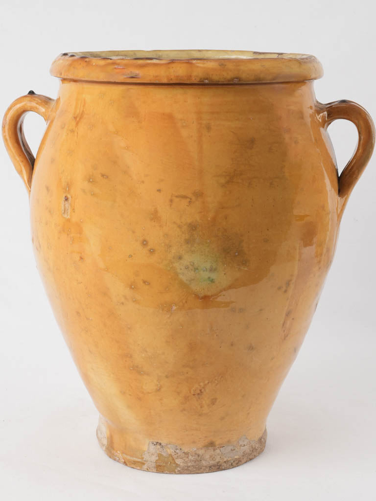 Huge yellow ocher confit pot w/ SP monogram 16¼"