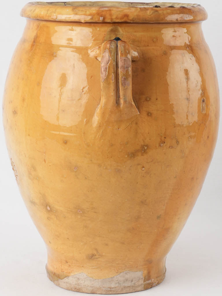 Huge yellow ocher confit pot w/ SP monogram 16¼"
