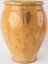 Huge yellow ocher confit pot w/ SP monogram 16¼"