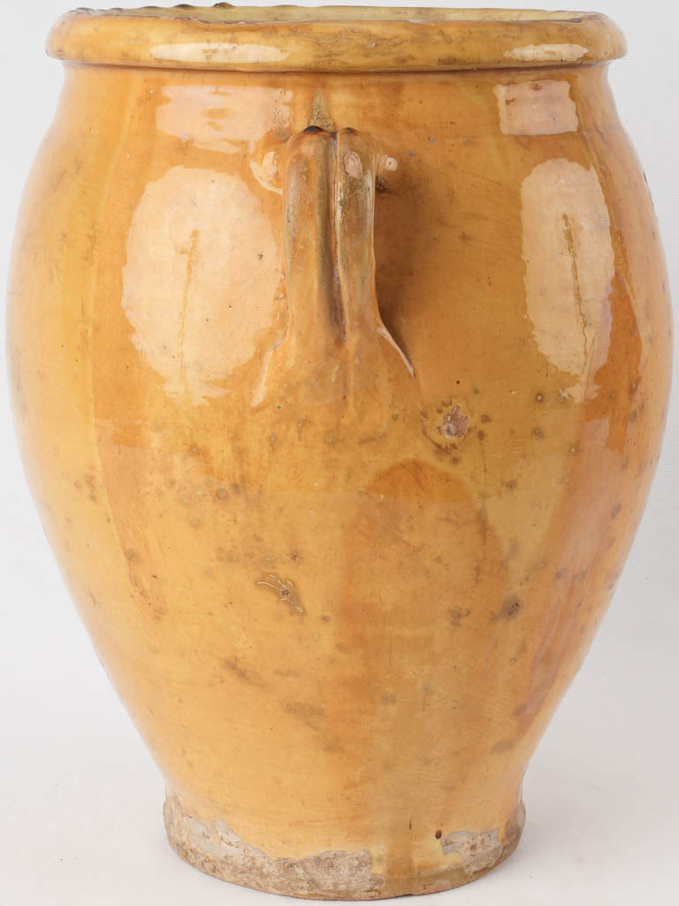 Huge yellow ocher confit pot w/ SP monogram 16¼"