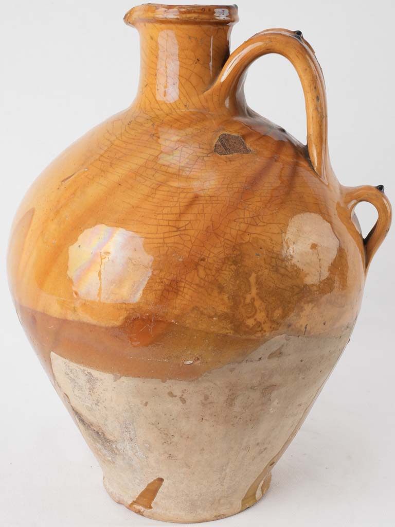 Large oil pitcher w/ ocher glaze - 2 handles 17"