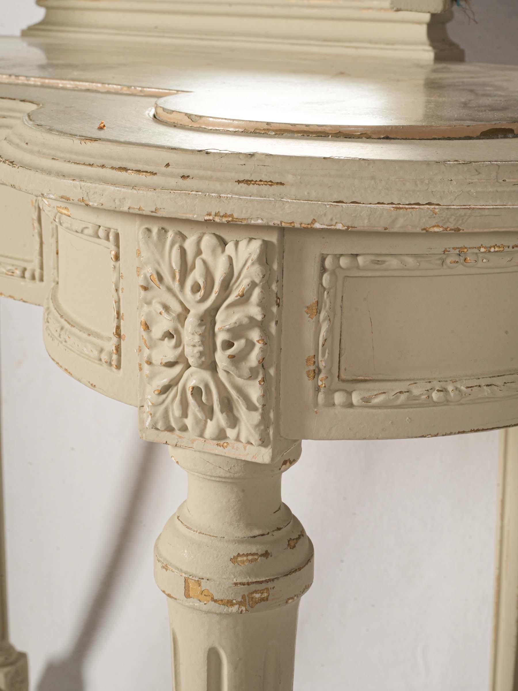French Louis XVI Style Vanity w/ Marble Top and Folding Mirror, Early 20th Century - 55"x  36½"