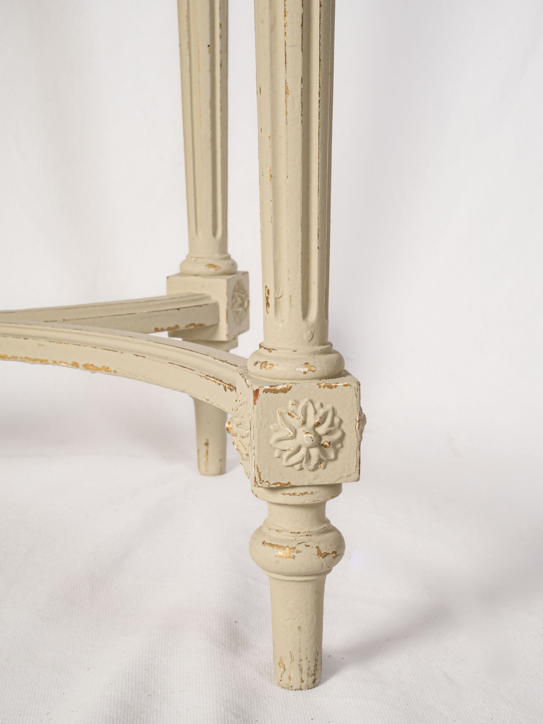 French Louis XVI Style Vanity w/ Marble Top and Folding Mirror, Early 20th Century - 55"x  36½"