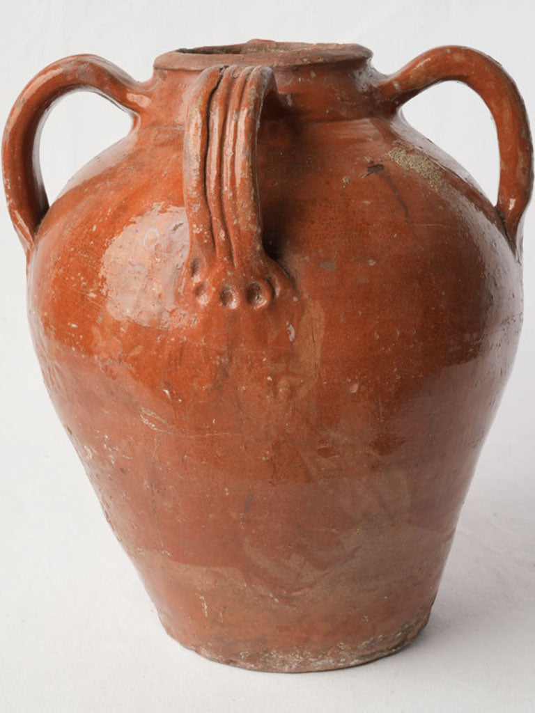 Antique Glazed Terracotta Oil Jar in Warm Amber - 15¼"