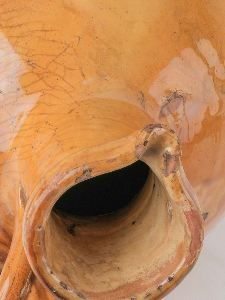 Large oil pitcher w/ ocher glaze - 2 handles 17"