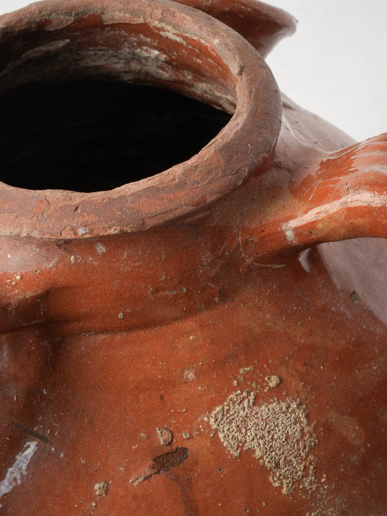 Antique Glazed Terracotta Oil Jar in Warm Amber - 15¼"
