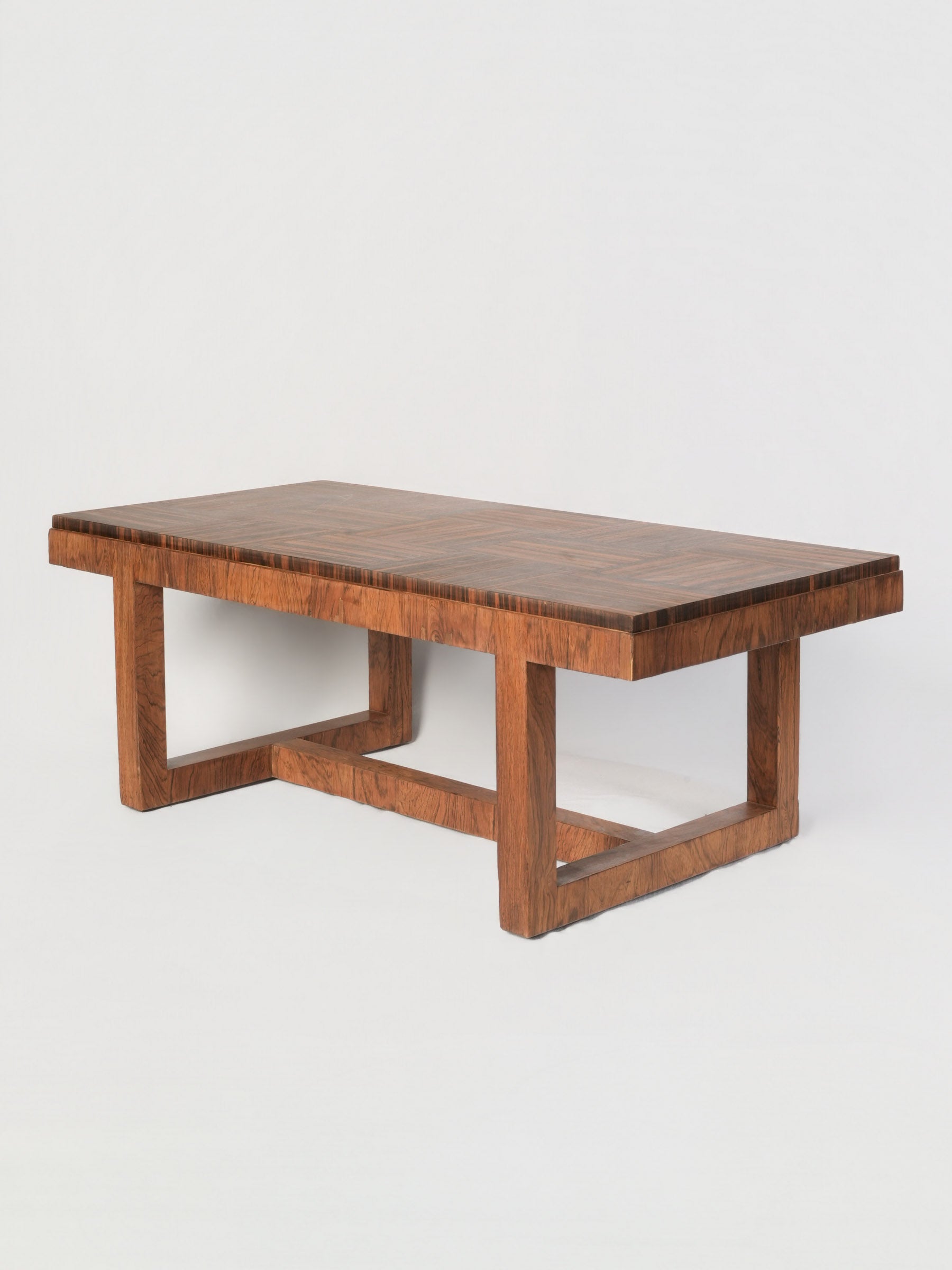 1970s Rosewood Veneer Coffee Table w/ Parquetry Top - 42¼"