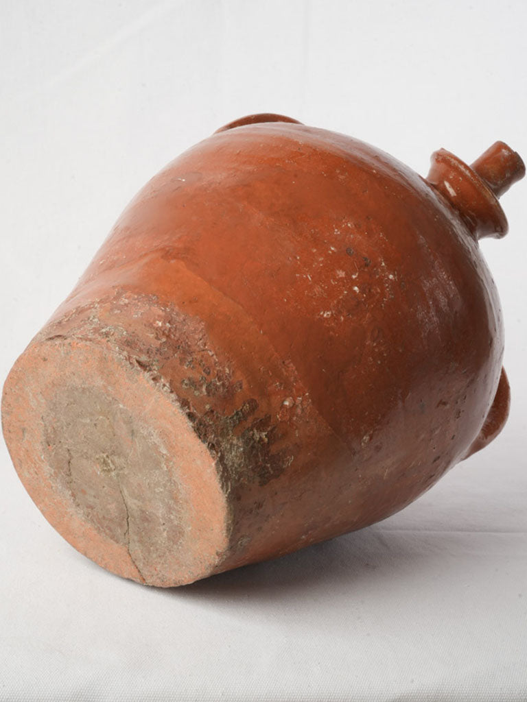 Antique Glazed Terracotta Oil Jar in Warm Amber - 15¼"