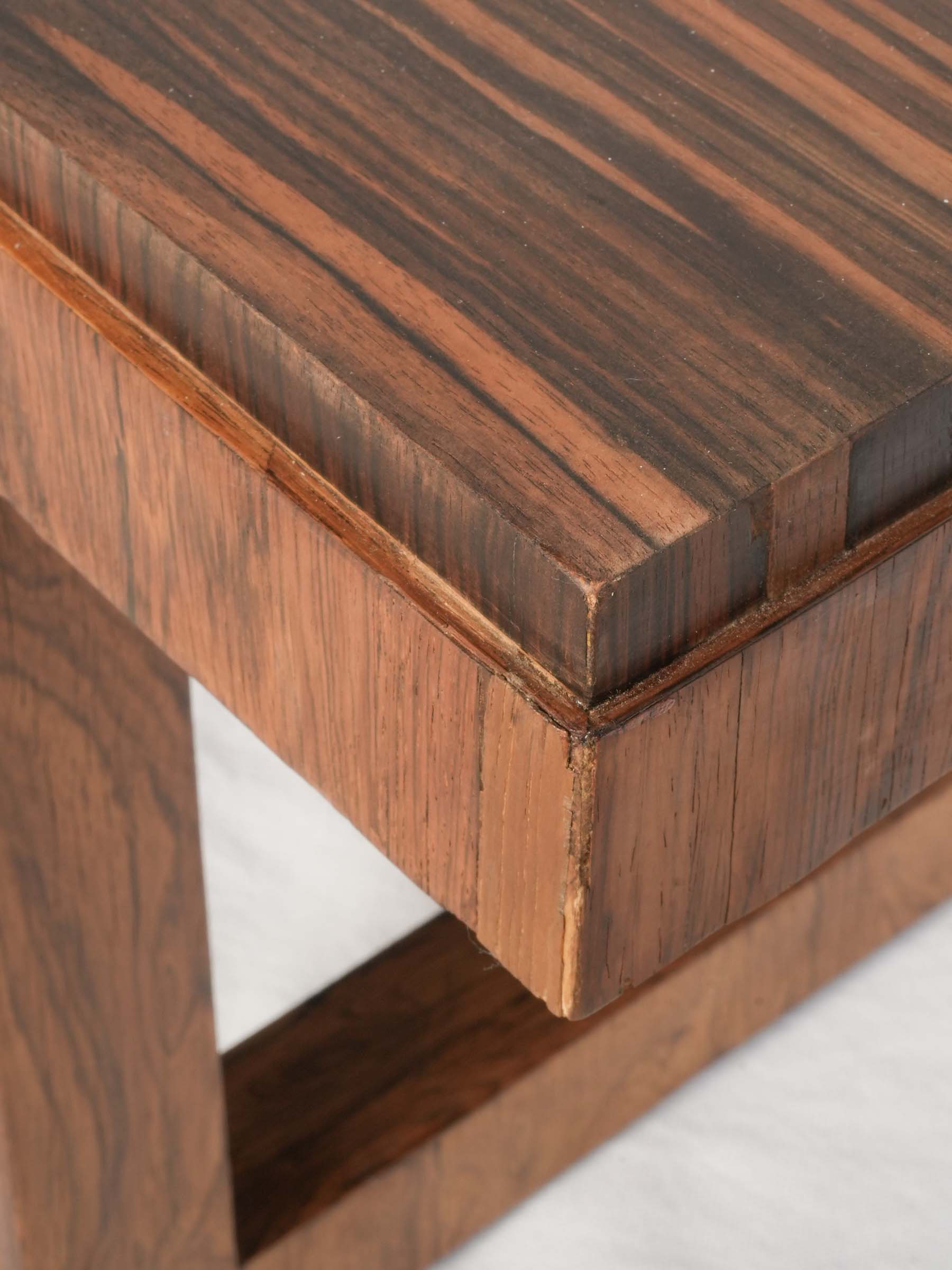 1970s Rosewood Veneer Coffee Table w/ Parquetry Top - 42¼"