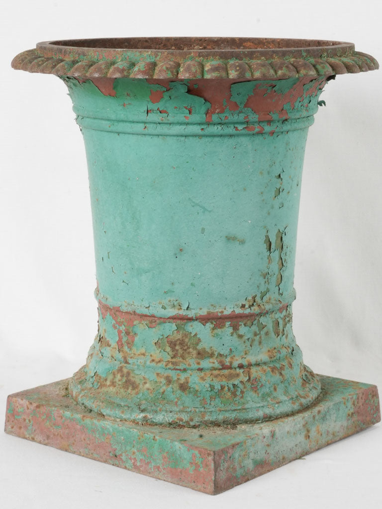Antique timeworn French cast iron planter