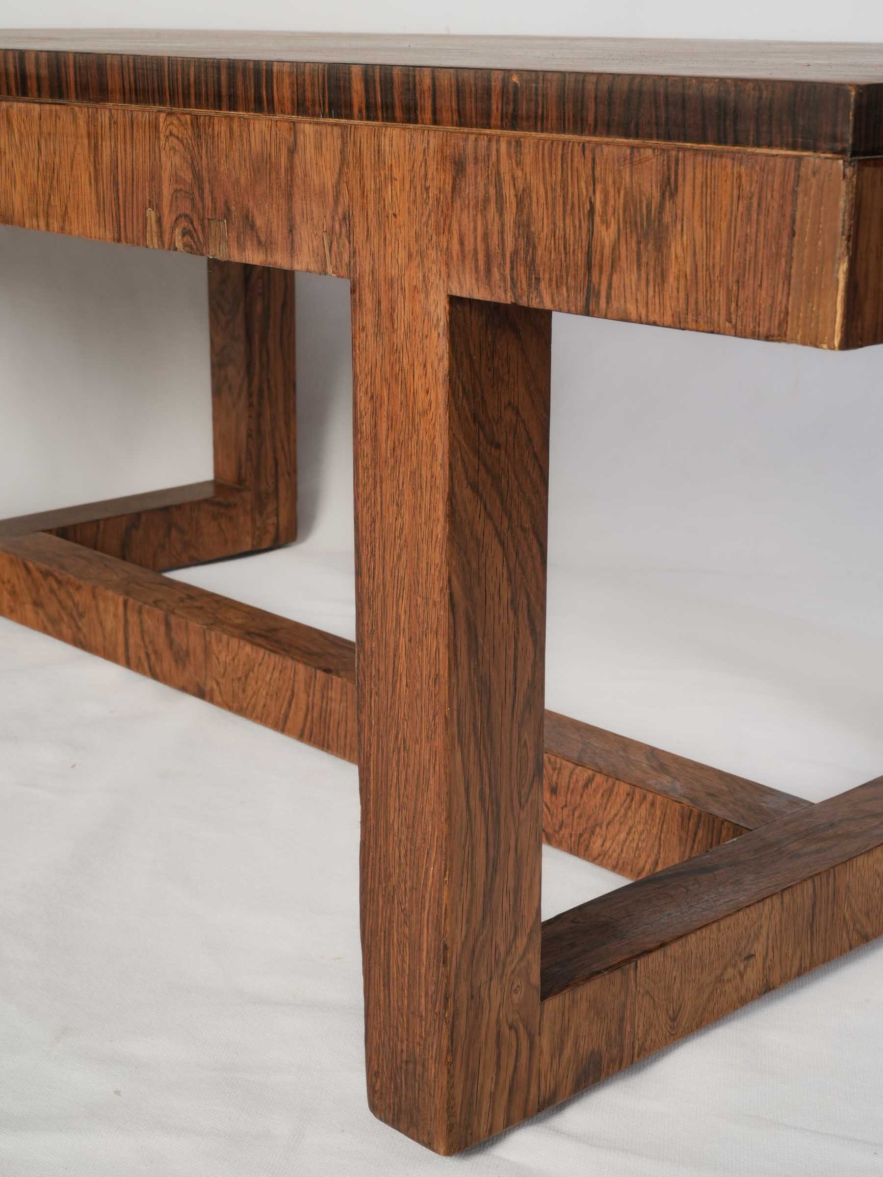 1970s Rosewood Veneer Coffee Table w/ Parquetry Top - 42¼"