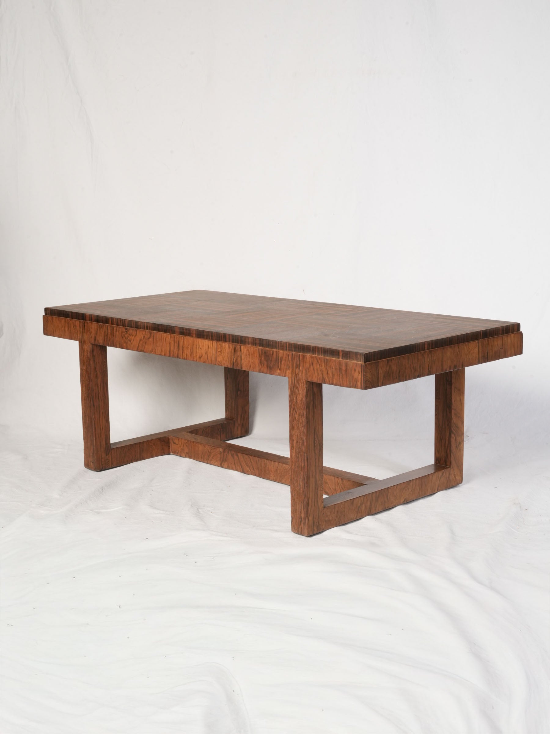 1970s Rosewood Veneer Coffee Table w/ Parquetry Top - 42¼"