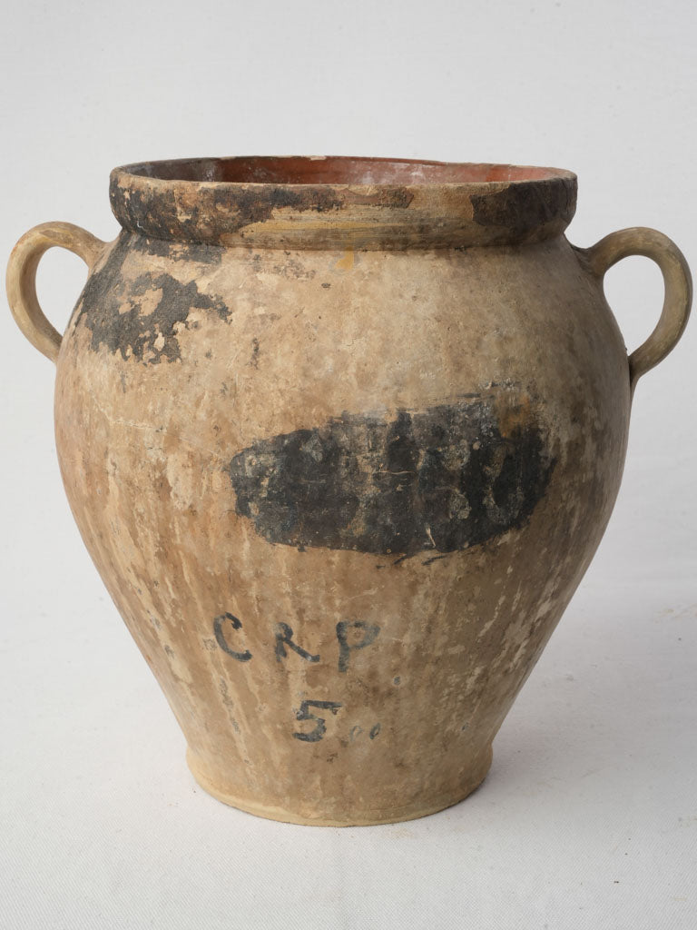 Weathered chalky patina clay jar  