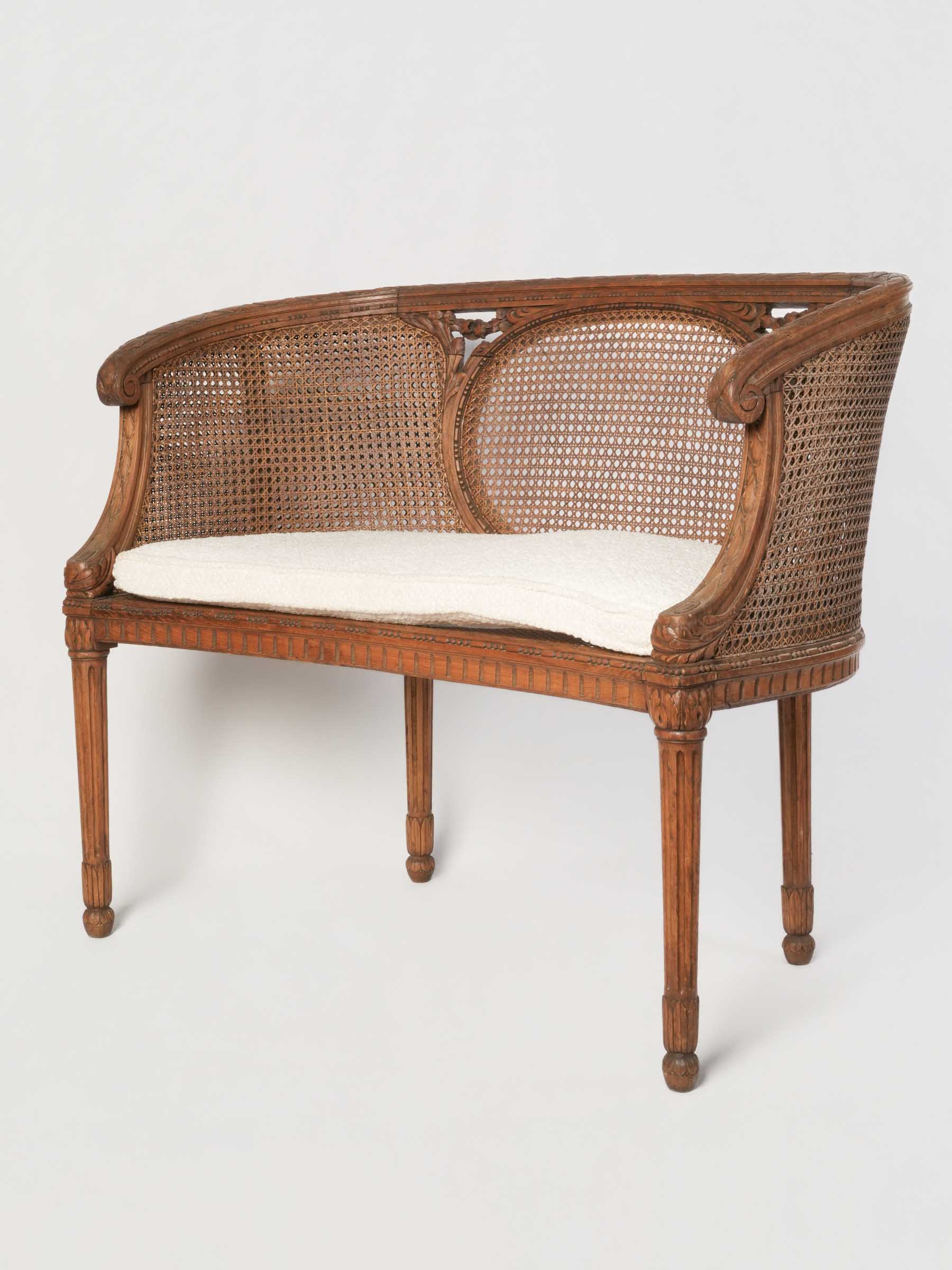 Early 20th Century Louis XVI Revival Caned Banquette- 30" x 34¼"
