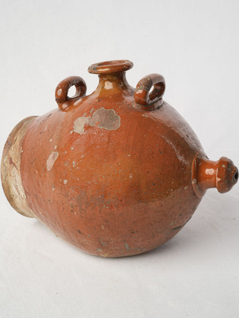 Nineteenth Century Terracotta Ceramic Vinegar Vessel w/ Ocher Glaze - 8¾"
