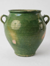 Antique French confit pot - w/ full green glaze 10¼"
