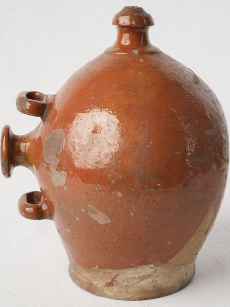 Nineteenth Century Terracotta Ceramic Vinegar Vessel w/ Ocher Glaze - 8¾"