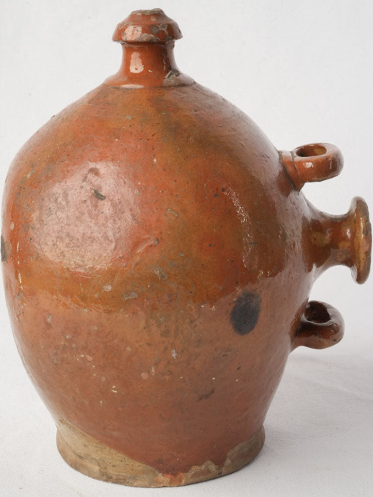 Nineteenth Century Terracotta Ceramic Vinegar Vessel w/ Ocher Glaze - 8¾"