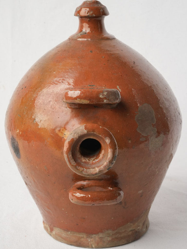 Nineteenth Century Terracotta Ceramic Vinegar Vessel w/ Ocher Glaze - 8¾"