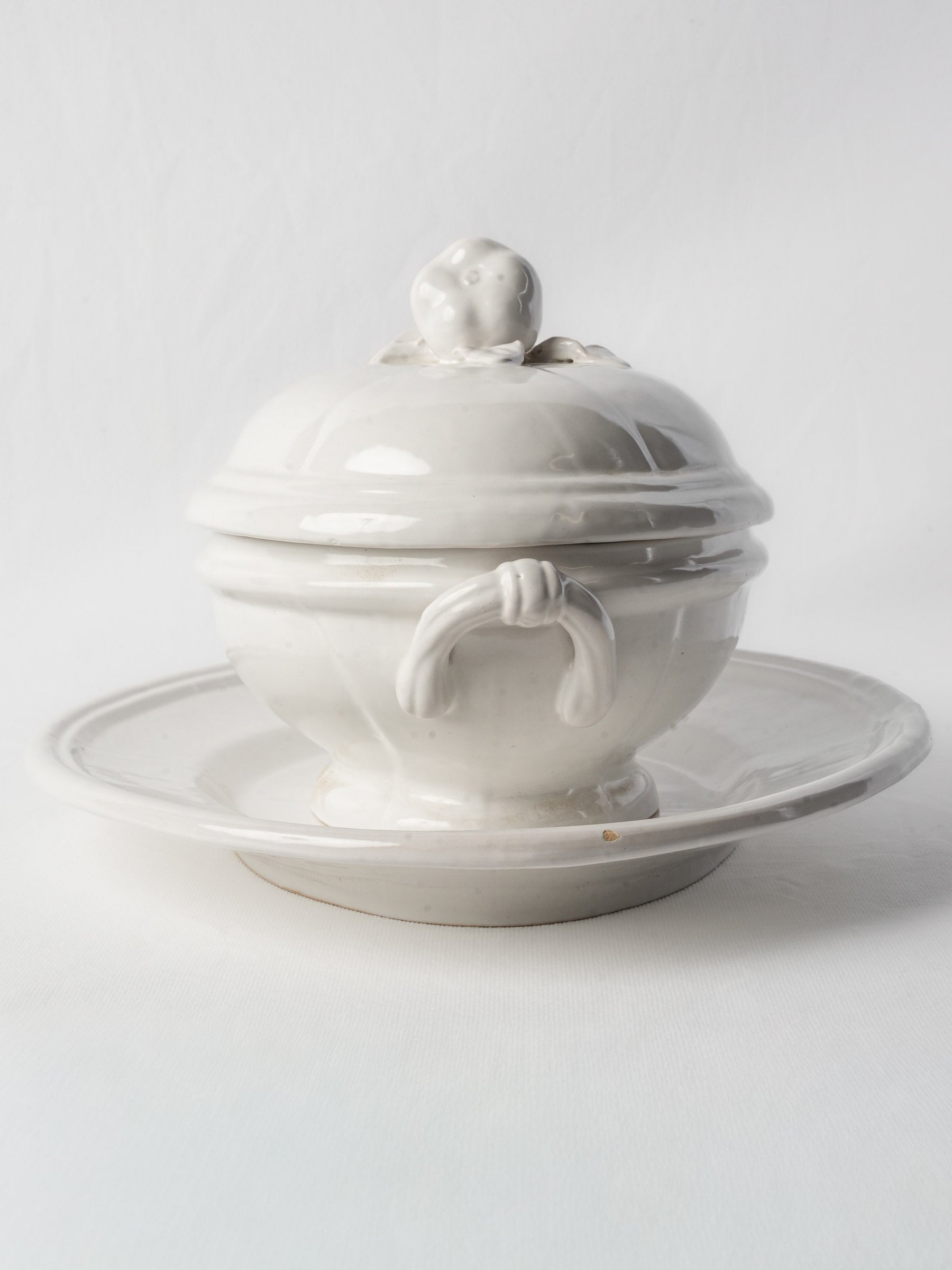 French luminous white faience charger