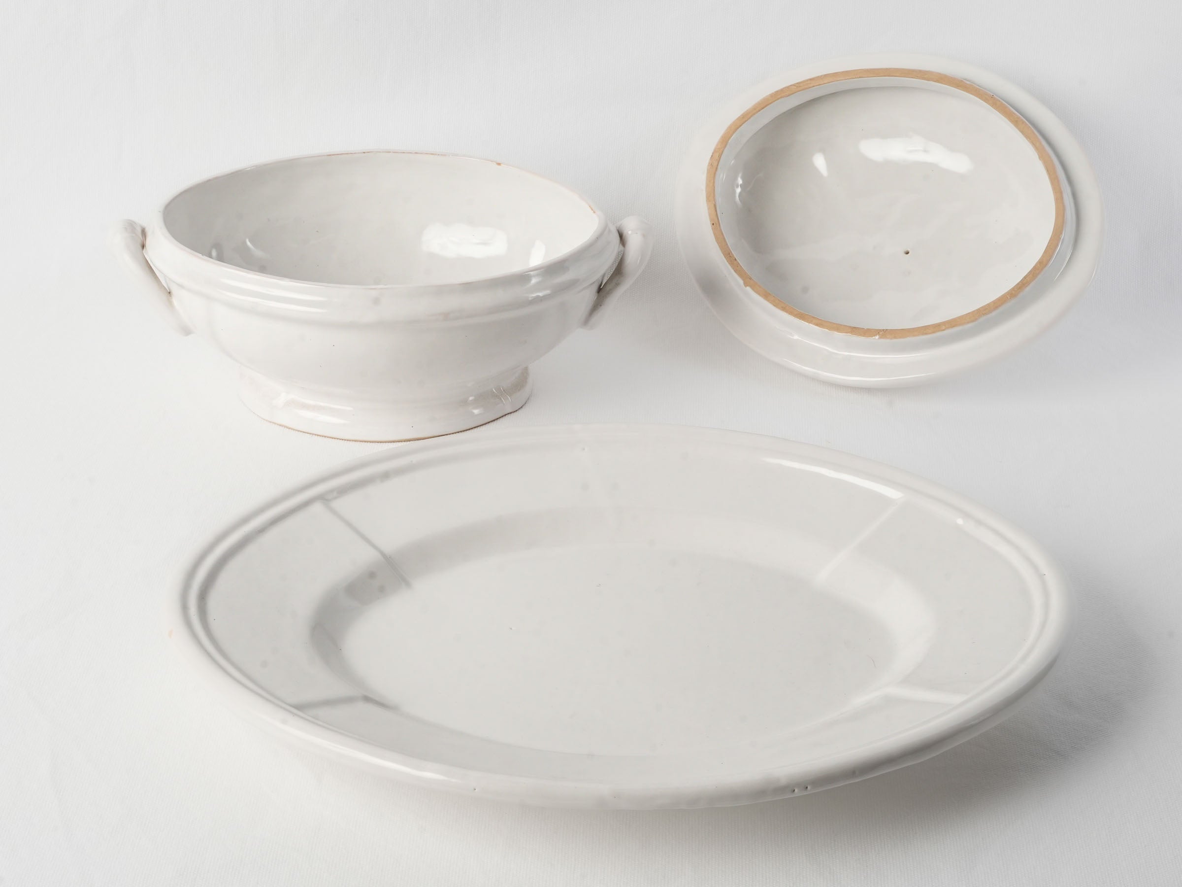 Weighty antique white tureen pair