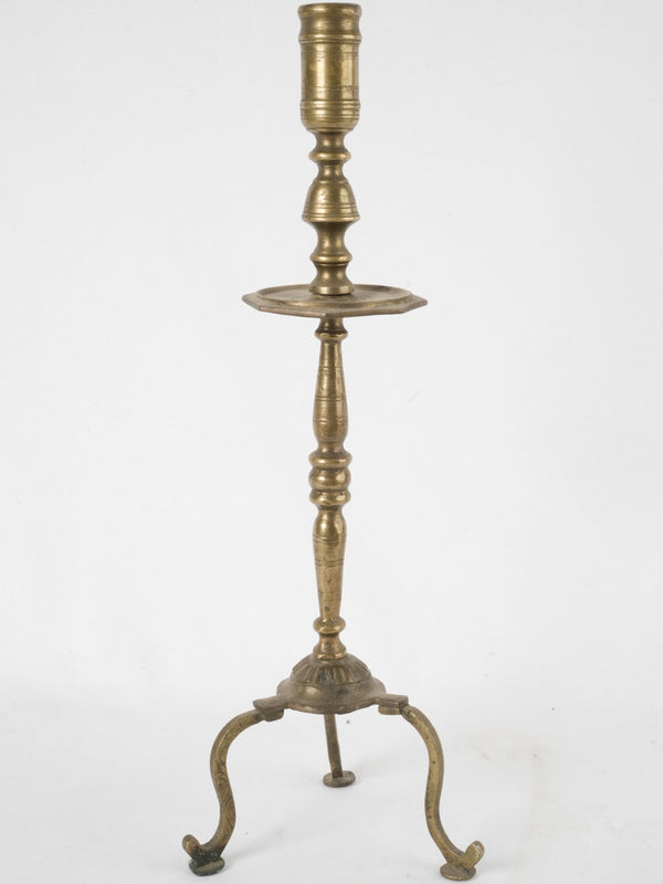 Antique Spanish bronze candlestick elegance