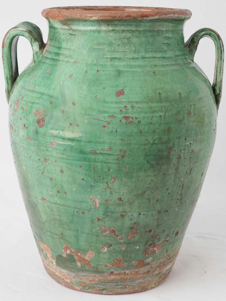 Antique Tournac pot w/ 2 handles - green 14¼"