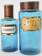 Antique blue blown-glass apothecary jars
