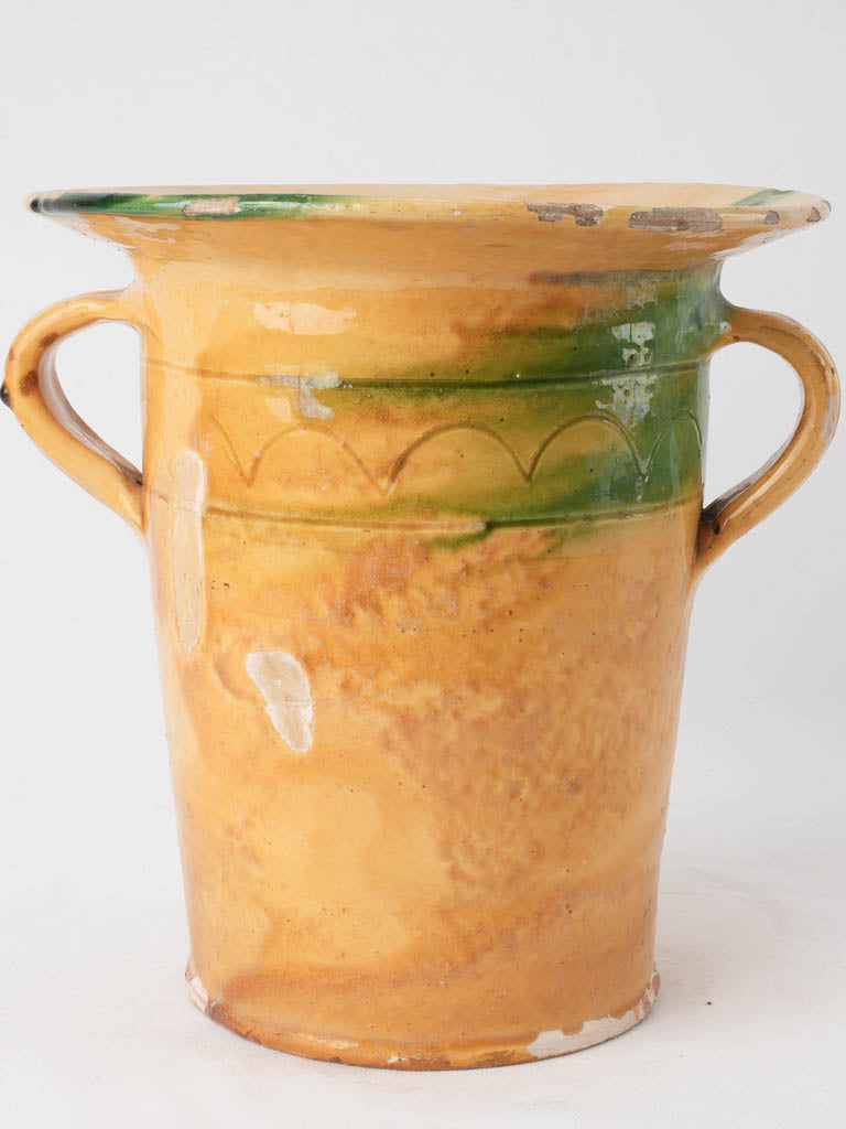 Antique French chamber pot - yellow & green 11½"