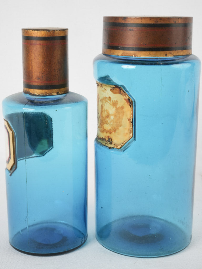 2 antique blue glass apothecary pharmacy jars – Chez Pluie