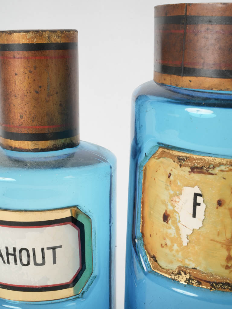 Historical blue glass curiosity cabinet jars