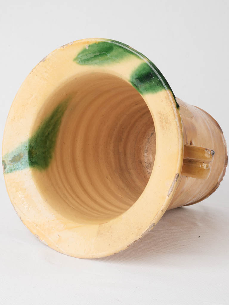 Antique French chamber pot - yellow & green 11½"