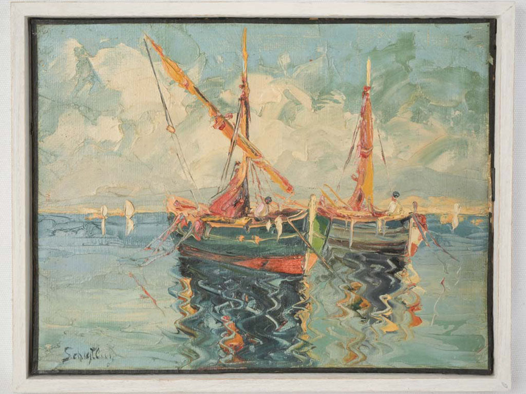 Dynamic mid-century coastal art