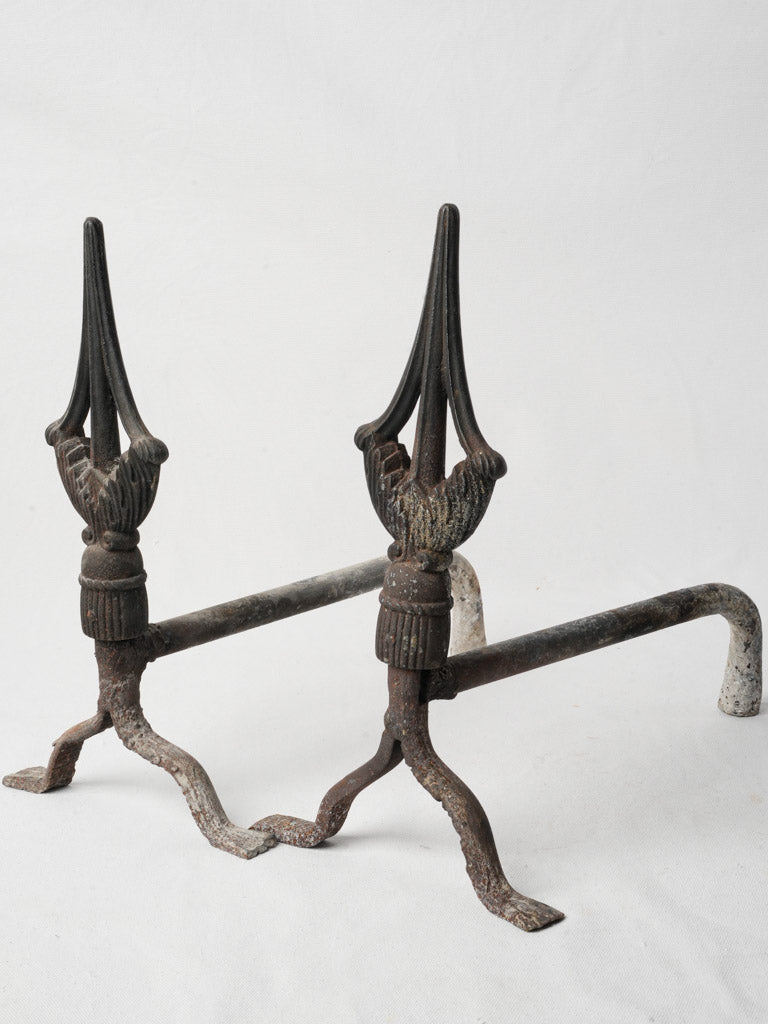 Late 19th-Century Gothic Wrought Iron Andirons